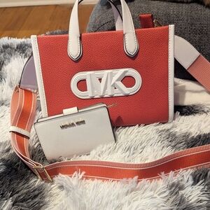 Michael Kors Red and White Women's Bag Set